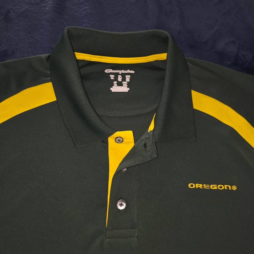 Champion‎ Elite Oregon Ducks Polo Shirt Mens XL Green Yellow Performance